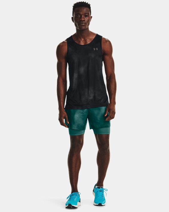 Men's UA Iso-Chill Up The Pace 2-in-1 Shorts, Green, pdpMainDesktop image number 2